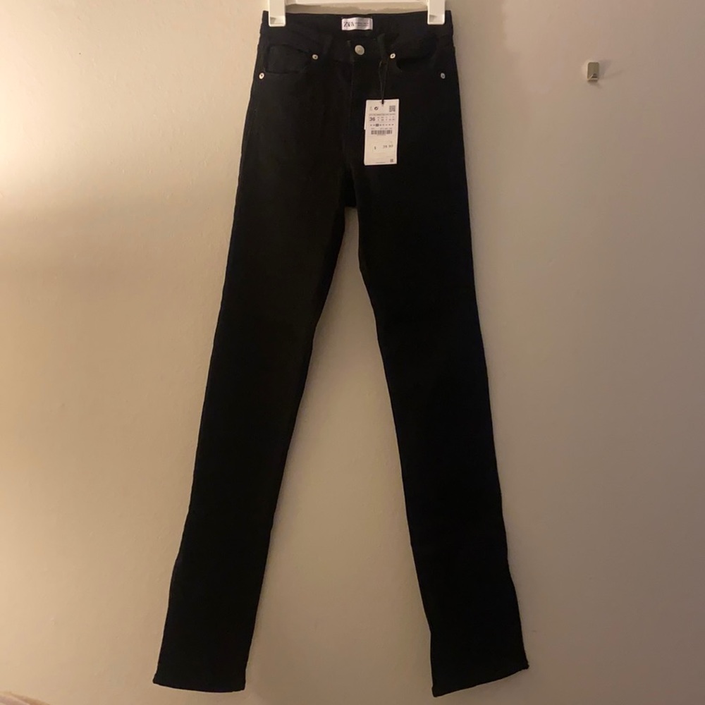 Zara high rise slit flared skinny jean